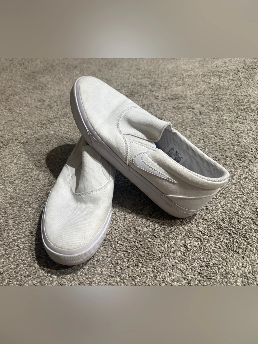 Nike White Canvas Slip-On Sneakers for Men